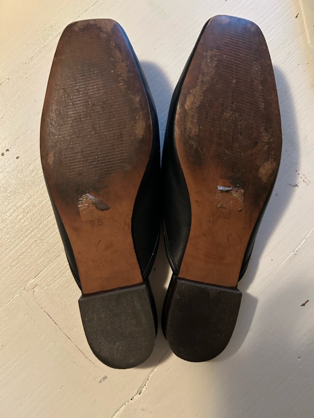 Madewell Black Leather Square-Toe Slide Mules - Picture 2 of 7